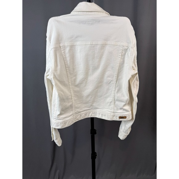 Vintage 90s Ralph Lauren Sport White Denim Jacket Trucker Women's Size Large - Picture 2 of 10